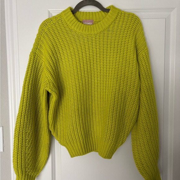 Show Me Your Mumu Sweater Bailey Green Cable Knit Crewneck Size Small - Picture 2 of 5